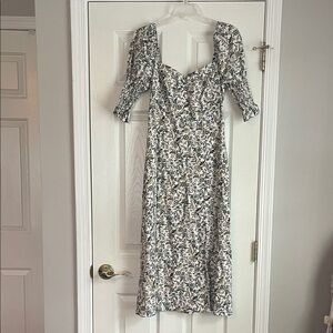 NWT Francesca’s Floral Print Long Dress With front Slit